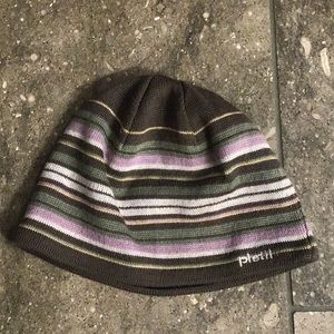 Pistil fleece lined wool and acrylic hat, green purple